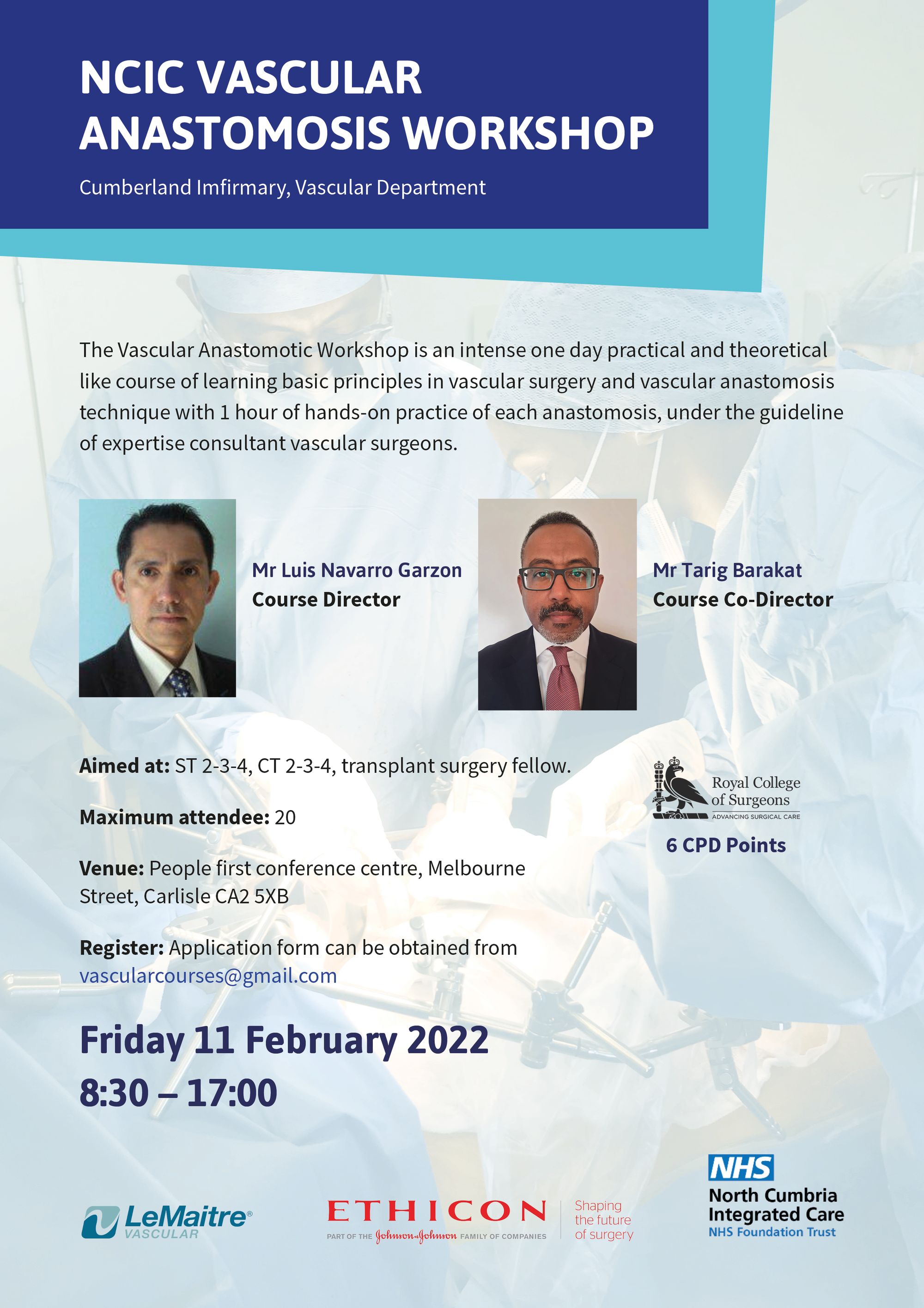 2nd NCIC Vascular Anastomosis Workshop at 11/02/2022